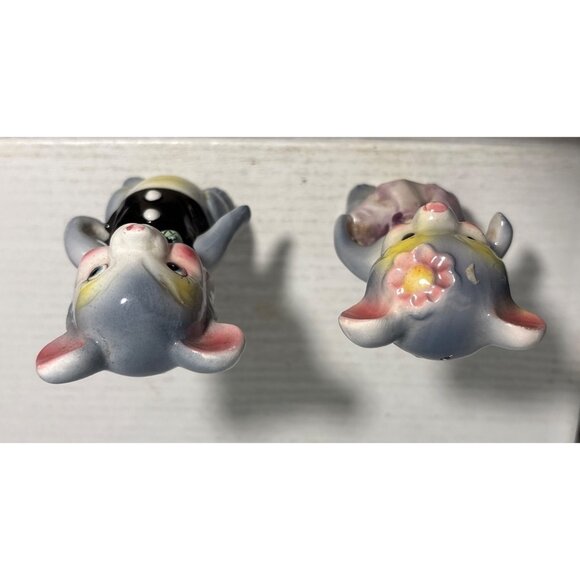 Mice Salt & Pepper Shakers Vintage Athropomorphic Linking Arms Kitsch Cute Japan - Picture 12 of 13